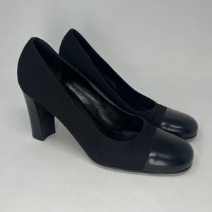 Chanel Black Camellia Pumps Heels Womens Size 39